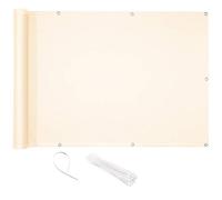 CelinaSun Brise-Vue Balcon 0,9 x 5 m PES Polyester Blanc crème Brise-Vue pour Balcon paravent bâche Jardin Balcon œillets Serre-câbles imprégné