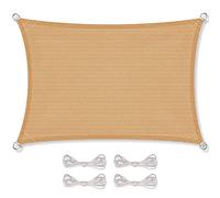 CelinaSun Voile d'ombrage avec Cordes de Fixation Pare-Soleil Jardin Balcon Basic Respirant Rectangle 3 x 4 m Beige Sable