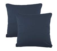 CelinaTex BeNature Housse de Coussin Lot de 2 Fermeture Éclair Coton 50 x 50 cm beu foncé