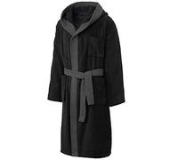 CelinaTex Borkum Peignoir De Bain Capuche De Couleur Unie Et De Deux Couleurs Longue Poches Appliquées Et Poche Poitrine Homme Pur Coton M noir/l'anthracite