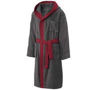 CelinaTex Borkum Peignoir De Bain Capuche De Couleur Unie Et De Deux Couleurs Longue Poches Appliquées Et Poche Poitrine Homme Pur Coton L l'anthracite/bordeaux