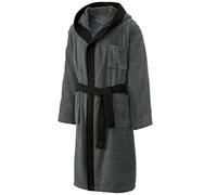 CelinaTex Borkum Peignoir De Bain Capuche De Couleur Unie Et De Deux Couleurs Longue Poches Appliquées Et Poche Poitrine Homme Pur Coton L l'anthracite/noir