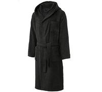 CelinaTex Borkum Peignoir De Bain Capuche De Couleur Unie Et De Deux Couleurs Longue Poches Appliquées Et Poche Poitrine Homme Pur Coton M noir