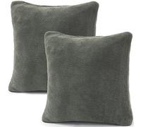 CelinaTex Comfortable Housse de Coussin Lot de 2 Fermeture Éclair Microfibre 80 x 80 cm Gris