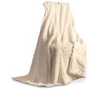 CelinaTex Couverture Moelleuse 150 x 200 cm Blanc Couverture réversible de Luxe Couverture de canapé Peluche Nicki Microfibre Polaire Oeko-TEX Florenza