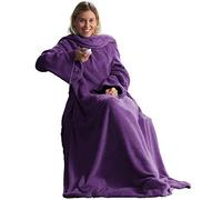 CelinaTex Couverture TV avec Manches et Poche pour Les Pieds Couverture Moelleuse XL 170 x 200 cm Violet Microfibre Fleece Soft Oeko-TEX