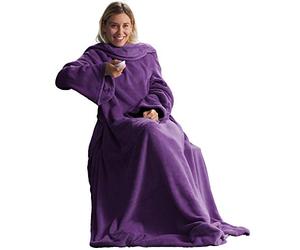 CelinaTex Couverture TV avec Manches et Poche pour Les Pieds Couverture Moelleuse XL 170 x 200 cm Violet Microfibre Fleece Soft Oeko-TEX