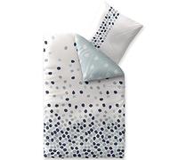 CelinaTex Fashion Iris Linge de lit réversible Coton Points Blanc Bleu Gris 155 x 200 cm