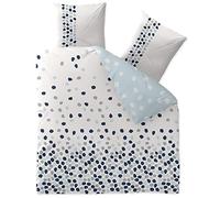 CelinaTex Fashion Iris Linge de lit réversible Coton Points Blanc Bleu Gris 200 x 200 cm