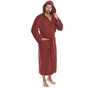 CelinaTex Florida Peignoir De Bain Capuche De Couleur Unie Longue Poches Appliquées Femme Homme Unisexe Microfibre Laine Polaire de corail S piment rouge