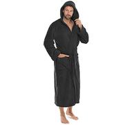 CelinaTex Florida Peignoir De Bain Capuche De Couleur Unie Longue Poches Appliquées Femme Homme Unisexe Microfibre Laine Polaire de corail S noir