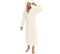 CelinaTex Florida Peignoir De Bain Capuche De Couleur Unie Longue Poches Appliquées Femme Homme Unisexe Microfibre Laine Polaire de corail S blanc créme
