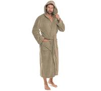 CelinaTex Florida Peignoir De Bain Capuche De Couleur Unie Longue Poches Appliquées Femme Homme Unisexe Microfibre Laine Polaire de corail M taupe