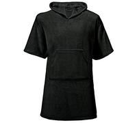 CelinaTex Happyfun Poncho de Surf 80 x 110 cm Noir Vestiaire Poche Kangourou Femme Homme Enfant Microflanelle