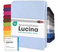 CelinaTex Lucina Drap-Housse Coton 90x200-100x200 cm Bleu d'eau