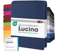 CelinaTex Lucina Drap-Housse Coton 90x200-100x200 cm Bleu foncé