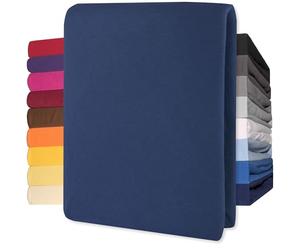 CelinaTex Lucina Drap-Housse Coton 90x200-100x200 cm Bleu foncé