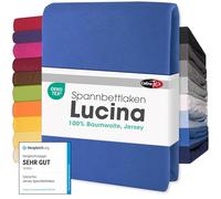 CelinaTex Lucina Drap-Housse surmatelas Housse lit sommier tapissier Coton 140x200-160x200 cm Bleu Royal