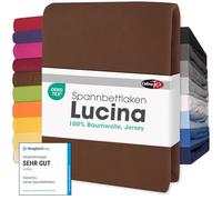 CelinaTex Lucina Drap-Housse surmatelas Housse lit sommier tapissier Coton 200x200-200x220 cm Brun Chocolat