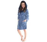 CelinaTex Miami Peignoir De Bain Capuche De Deux Couleurs Court Poches Appliquées Femme Microfibre Laine Polaire de corail L bleu médian/bleu foncé