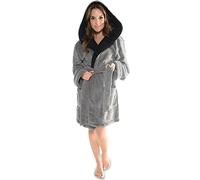 CelinaTex Miami Peignoir De Bain Capuche De Deux Couleurs Court Poches Appliquées Femme Microfibre Laine Polaire de corail S l'anthracite/noir