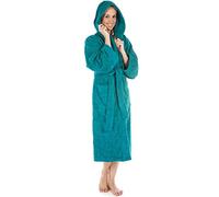 CelinaTex Montana Peignoir De Bain Capuche De Couleur Unie Longue Poches Appliquées Surpiqúre Femme Homme Unisexe Pur Coton S bleu turquoise