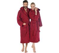 CelinaTex Montana Peignoir De Bain Capuche De Couleur Unie Longue Poches Appliquées Surpiqúre Femme Homme Unisexe Pur Coton XL bordeaux