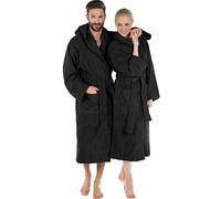 CelinaTex Montana Peignoir De Bain Capuche De Couleur Unie Longue Poches Appliquées Surpiqúre Femme Homme Unisexe Pur Coton M noir