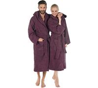 CelinaTex Montana Peignoir De Bain Capuche De Couleur Unie Longue Poches Appliquées Surpiqúre Femme Homme Unisexe Pur Coton S couleur prune