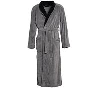 CelinaTex Nevada Peignoir De Bain Col Châle De Deux Couleurs Longue Poches Appliquées Femme Homme Unisexe Microfibre Laine Polaire de corail M l'anthracite/noir