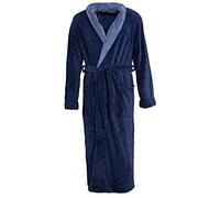 CelinaTex Nevada Peignoir De Bain Col Châle De Deux Couleurs Longue Poches Appliquées Femme Homme Unisexe Microfibre Laine Polaire de corail S bleu foncé/bleu médian
