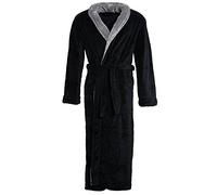 CelinaTex Nevada Peignoir De Bain Col Châle De Deux Couleurs Longue Poches Appliquées Femme Homme Unisexe Microfibre Laine Polaire de corail L noir/l'anthracite