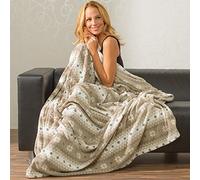 CelinaTex Plaid Douillet en Microfibre Effet Neige, 150 x 200 cm, Taupe et crème, 150 x 200 cm