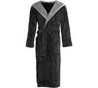 CelinaTex Texas Peignoir De Bain Capuche De Deux Couleurs Longue Poches Appliquées Femme Homme Unisexe Microfibre Laine Polaire de corail L noir/l'anthracite