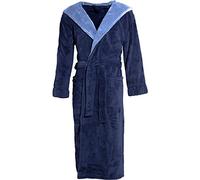 CelinaTex Texas Peignoir De Bain Capuche De Deux Couleurs Longue Poches Appliquées Femme Homme Unisexe Microfibre Laine Polaire de corail XL bleu foncé/bleu médian
