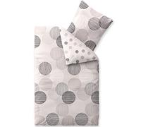 CelinaTex Touchme Filia Linge de lit réversible Coton Points Blanc Gris Anthracite 155 x 220 cm