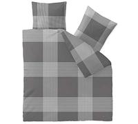 CelinaTex Touchme Parure de lit 3 pièces en Flanelle 200 x 220 cm avec Housse de Couette et taie d'oreiller en Pierre Gris Anthracite