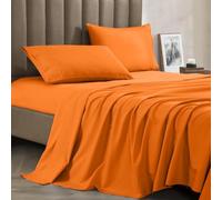 Celine Lin Meilleur, Plus Douce, Cosiest draps de lit jamais. 1800 Fils en Coton égyptien de qualité Anti-Plis Parure de lit 4 pièces avec Poches Profondes 100% hypoallergénique, Reine Vibrant Orange