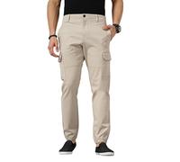 Celio Pantalon cargo en coton pour homme Beige uni Coupe ajustée