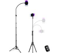 Cell Phone Tripod Stand 88 Inch with 15 Inch Flexible Hose 360 Degree Rotation Bluetooth Remote Control and Stand for iPhone, Android Phones and Cameras