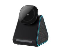 Cell Phone Wireless Charger, Speaker with HD Surround Sound, Quick Charge Docking Base, Fast Charging Audio Station for Office, Bedroom, Living Room, Desktop Use, 3.11x3.58x4.55 inches