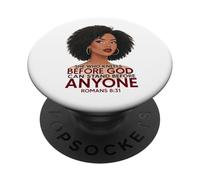 Celle Qui s'agenouille Femme Noire Afro Romans 8:31 Christian PopSockets PopGrip Adhésif