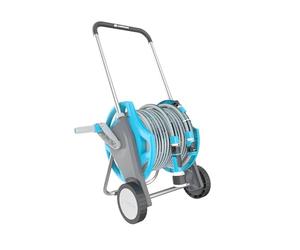 Cellfast Garden Discover Chariot de Jardin avec Tuyau d'arrosage 1/2" 20 m avec arroseur, 2 connecteurs et kit de raccordement, Aluminium, léger, résistant à la Corrosion, 55-620, Bleu, 6x6x0,1 cm