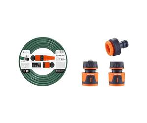 Cellfast Gartenschlauch Vert 1/2" 20m & GRIFEMA GE1103 Kit de Raccordement Robinet/Tuyau de Jardin Avec Connecteur Waterstop, Connexion Rapide