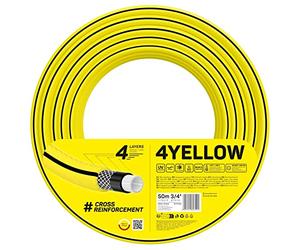 Cellfast Tuyau D'arrosage YELLOW, Léger, Durable, 4 Couches, Durable Tresse Croix, Résistant aux UV et aux algues, résistance à la torsion, Technologie REACH, 20 Bar, -10/+50°С Temp. 3/4", 50m