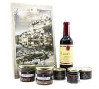 Cellier du Périgord Coffret Sarlat Panier Gourmand avec Terrines Truffe, Foie Gras, Vin AOC Bergerac Rouge - Coffret Cadeau Gastronomique Périgord 6 Produits Terroir