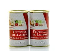 Cellier du Périgord - Lot de 2 Boîtes Flûteaux de Jambon au Foie Gras de Canard 2x200g - Bouchées Apéritif Roulées au Bloc de Foie Gras 20 Pourcent - Format Familial 4 Parts Sarlat