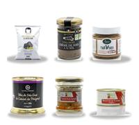 Cellier du Périgord Pack Découverte L'Apéro du Périgourdin 6 Produits | Bloc de foie gras 200 g, deux toastinades de canard, rillettes confites, crème de noix et chips truffe