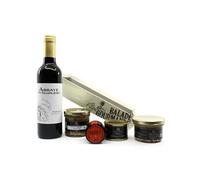 Cellier du Périgord Panier Gourmand Apéritif avec Vin AOP Bergerac Rouge, Terrines Canard, Pâté Foie Gras - Coffret Cadeau Gastronomique pour Dégustation