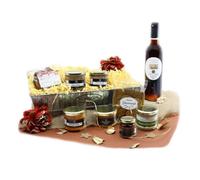 Cellier du Périgord Panier Gourmand Apéritif Festif Foie Gras Terrines | Dix spécialités : bloc de foie gras 80 g, six tartinables, apéritif à la noix 37,5 cl, plateau en métal